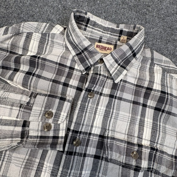 RedHead Other - RedHead Plaid Button Up Shirt Mens Large Gray Black Long Sleeve Cotton Workwear